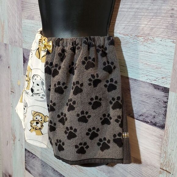 Upcycled Handmade You Had Me At Woof Dish Towel 70s Style HighWaist Shorts Sz S - Picture 9 of 9